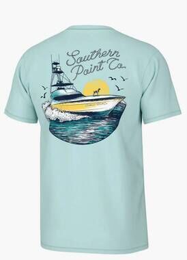 NEW SOUTHERN POINT CO. boy's short sleeve tee in deep sea boat